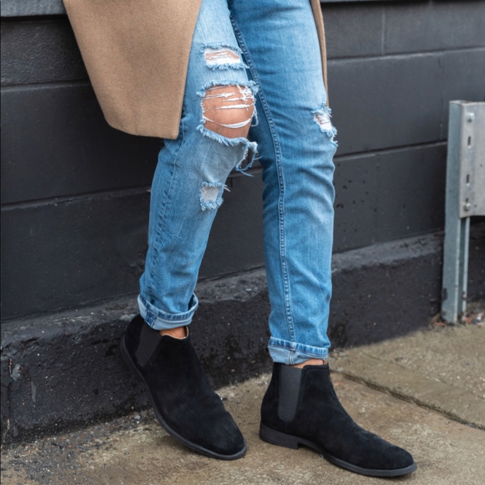 Aldo Florias Black Suede Chelsea Boots Size 10